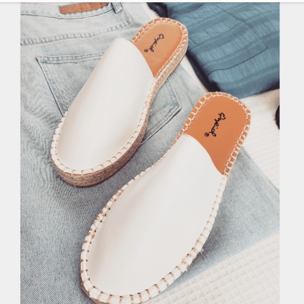 White Mule Espadrille Sandals
